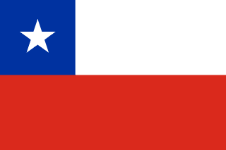 The flag of Chile is composed of two equal horizontal bands of white and red, with a blue square of the same height as the white band superimposed in the canton. A white five-pointed star is centered in the blue square.