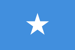 The flag of Somalia features a large five-pointed white star centered on a light blue field.